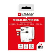 Skross Cestovní adaptér PRO Light USB World, UK+USA+Austrálie/ Čína, 2x USB-A, vč. adaptéru