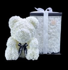 Medvídárek BIG Romantic medvedík z ruží 40cm darčekovo balený - biely