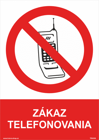 Traiva Zákaz telefonovania Plast 210 x 297 mm (A4) tl. 0.5 mm - Kód: 31015