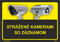 Traiva Strážené kamerami so záznamom čierno / žltá verzia Samolepka 297 x 210 mm (A4) tl. 0.1 mm - Kód: 35365