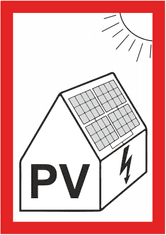 Traiva PV symbol na fotovoltaiku Plast 74 x 105 mm tl. 0.5 mm - Kód: 18233