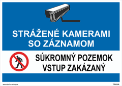 Traiva Bezpečnostné tabuľky - strážené kamerami so záznamom súkromný pozemok Plast 297 x 210 mm (A4) tl. 0.5 mm - Kód: 33668