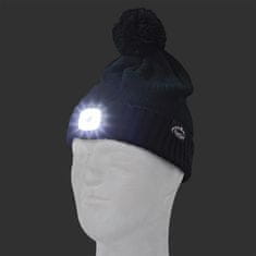 KesTek Pletená čiapka s LED svetlom a brmbolcom, čierna