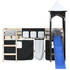 Vidaxl Závesy pre poschodovú posteľ s vežou bielo-čierne polyester