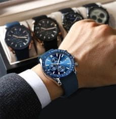 Smart Plus POEDAGAR P988 Luxusné chronografické hodinky pre mužov: Elegantné hodinky na zápästie z nehrdzavejúcej ocele, svetelný dátum, týždenný šport, silikónový remienok