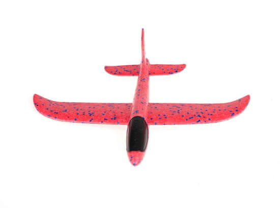 KIK Penové hádzací lietadlo s dlhým doletom 34x33cm - červené