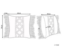 Beliani Bavlnený vankúš so strapcami 40 x 45 cm béžový YORTAN