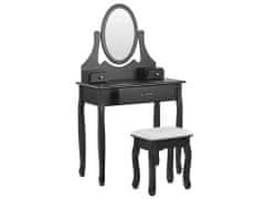 Beliani Toaletný stolík s 3 zásuvkami a oválnym zrkadlom čierny ASTRE