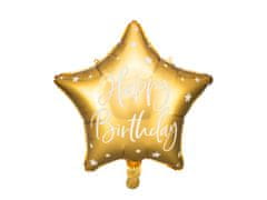 WOWO Zlatý Fóliový Balón Happy Birthday Star - 40 cm