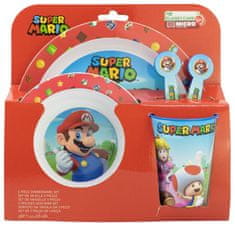 Stor Detský plastový riad Super Mario (tanier, miska, pohár, príbor), 75250