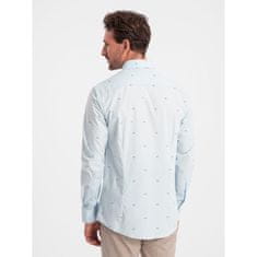 OMBRE Pánska bavlnená košeľa SLIM FIT modrá MDN124373 S