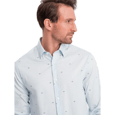 OMBRE Pánska bavlnená košeľa SLIM FIT modrá MDN124373 S
