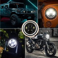 motoLEDy Predné svetlo 7" Full LED 8, 1ks Harley Davidson, Jeep