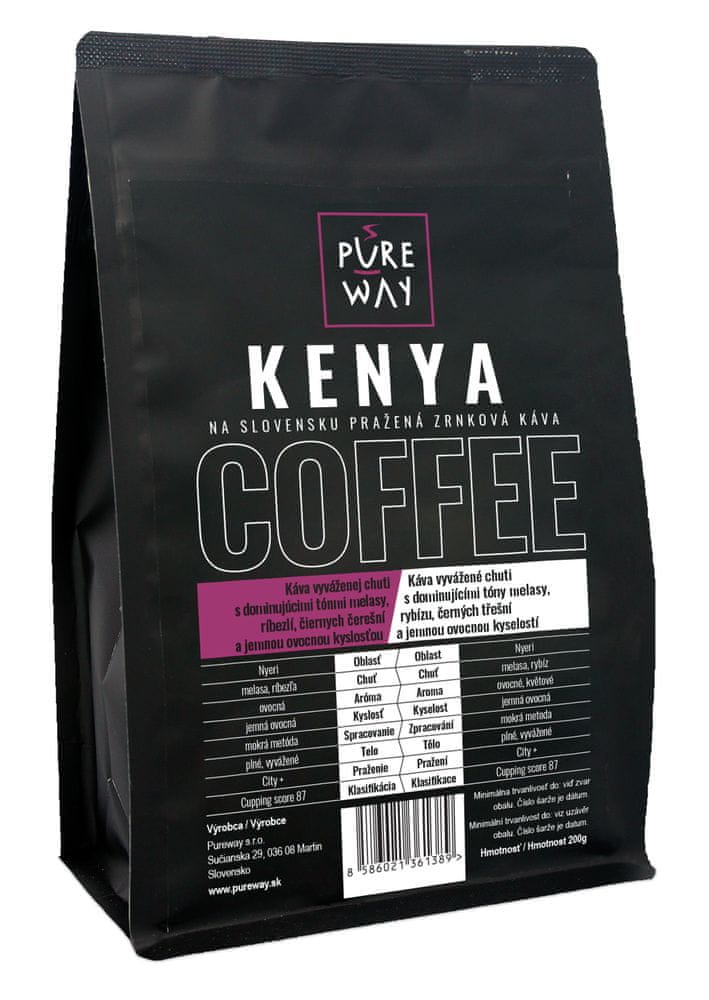 Pureway Kenya odrodová káva zrnková Pureway 200g