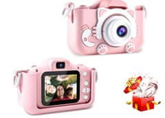 R2Invest Digitálny fotoaparát pre deti X5 CAT mačka ružový