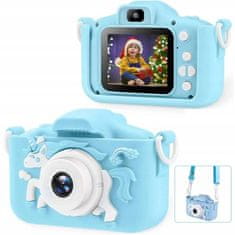 R2Invest Digitálny fotoaparát pre deti X5 UNICORN jednorožec modrý