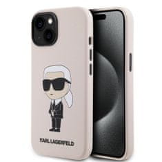 Karl Lagerfeld Zadný kryt Liquid Silicone Ikonik NFT pre iPhone 15 Ružový