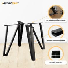 MetaloPro 4x Stolové nohy kovové, stabilné stolové podnože, stolové nohy čierne, stolové podnože do jedálne, kovové nohy, výška 72 cm