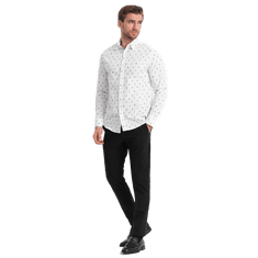 OMBRE Pánska vzorovaná bavlnená košeľa SLIM FIT biela MDN124406 S