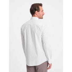 OMBRE Pánska bavlnená košeľa REGULAR FIT s mikro vzorom biela MDN124416 M