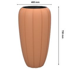 botle Kvetináč Kvetináč s vložkou Farba Terakota Okrúhly 40 cm V 75 cm Drážkovaný povrch Matný plast Moderný Glamour