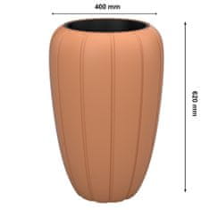 botle Kvetináč Kvetináč s vložkou Farba Terakota Okrúhly 40 cm V 62 cm Drážkovaný povrch Matný plast Moderný Glamour