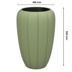 botle Kvetináč Kvetináč s vložkou Farba zelená Okrúhly 40 cm H 62 cm Drážkovaný povrch Matný plast Moderný Glamour