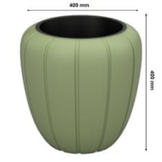botle Kvetináč Kvetináč s vložkou Farba zelená Okrúhly 40 cm H 40 cm Drážkovaný povrch Matný plast Moderný Glamour