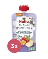 Holle 3x Tropic Tiger Bio ovocné pyré jablko, mango a maracuja, 100 g (8 m+)
