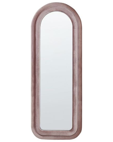 Beliani Nástenné zamatové zrkadlo 60 x 160 cm ružové CULAN