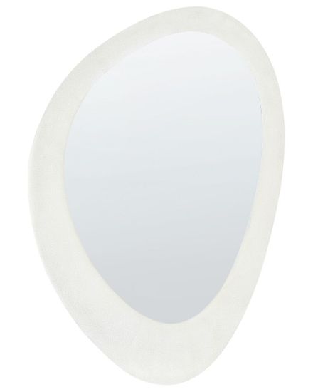 Beliani Nástenné zamatové zrkadlo 60 x 90 cm biele AUDES