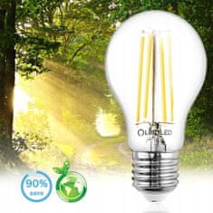 LUMILED 6x LED žiarovka E27 A60 8W = 75W 1055lm 3000K Teplá biela 360° Filament
