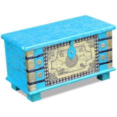 Vidaxl Úložná truhlica z mangového dreva, modrá, 80x40x45 cm