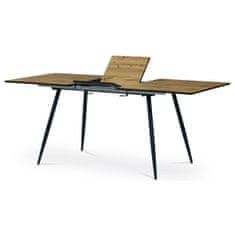Autronic Jedálenský stôl, 140+40x80x76 cm, MDF doska, dyha divoký dub, kov, čierny lak
