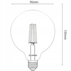 LUMILED 3x LED žiarovka E27 G95 8W = 75W 4000K Neutrálna biela 360° Filament