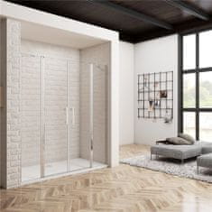 H K Dvojkrídlové sprchové dvere s pevnou stenou MELODY B2 196 × 195 cm, číre sklo 