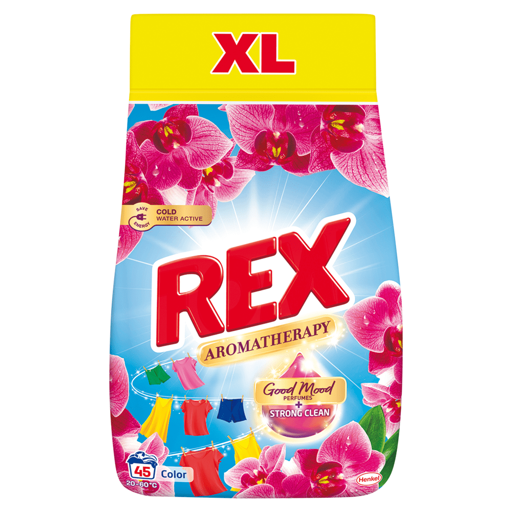 Rex prací prášok Aromatherapy Orchid Color 45 pranie, 2,475 kg