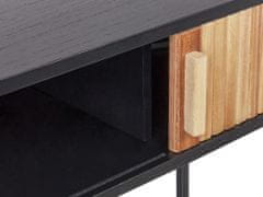 Beliani Drevený konzolový stolík svetlé drevo/čierna LINDON