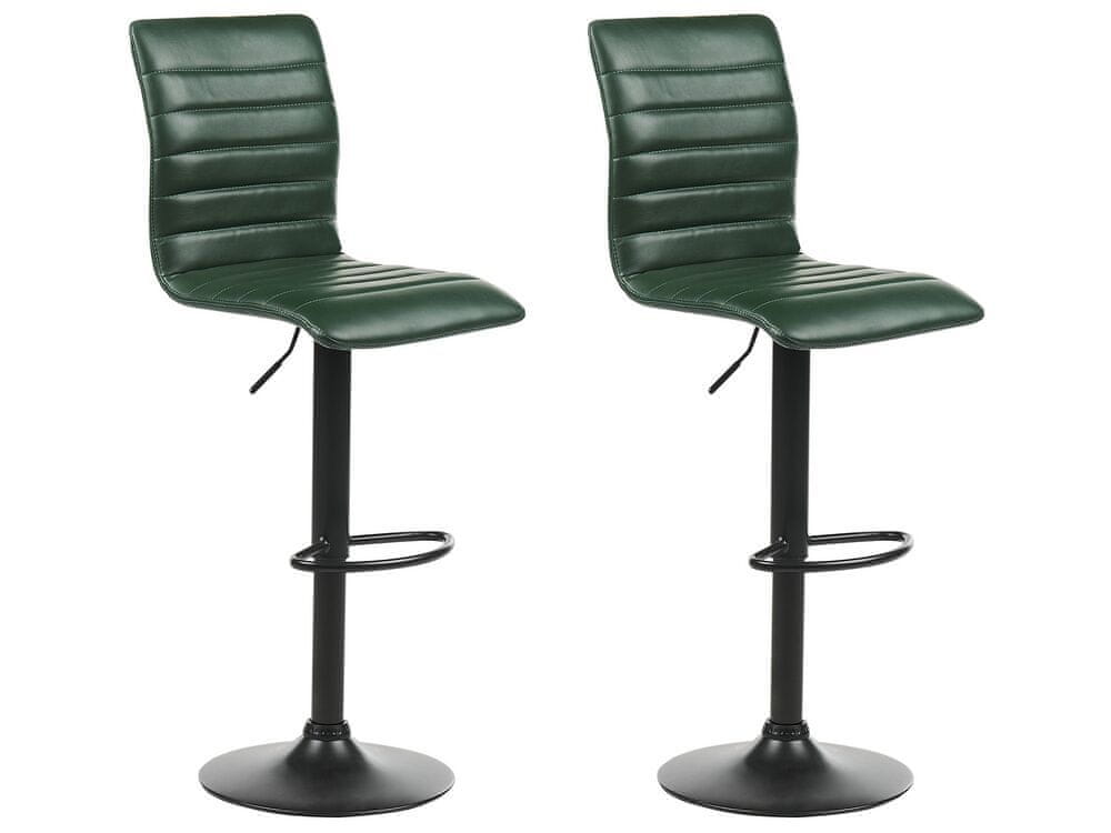 Beliani Sada 2 barových stoličiek z umelej kože zelená LUCERNE II