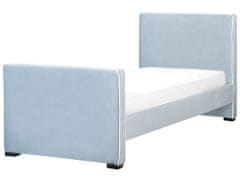 Beliani Zamatová posteľ 90 x 200 cm modrá TEENIE