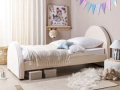 Beliani Zamatová posteľ 90 x 200 cm béžová NOZAY