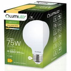 LUMILED 3x LED žiarovka E27 G95 8W = 75W 3000K Teplá biela 360° Filament mliečna bublina