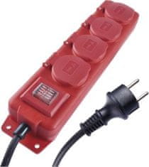EMOS Prodlužovací kabel 5 m / 4 zásuvky / s vypínačem / černo-červený / guma-neopren / 1,5 mm2