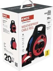 EMOS Počasí odolný prodluž. kabel na bubnu 20 m / 3 zásuvky / modrý / silikon / 230 V / 1,5 mm2