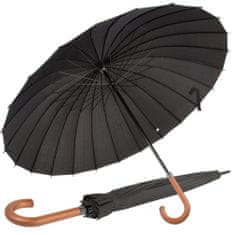 Popron.cz Elegantní deštník černý XXL s rukojetí - 105 cm