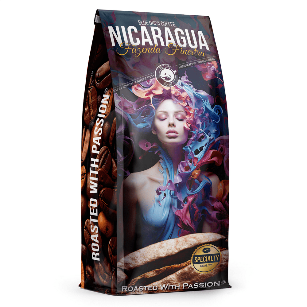 WEBHIDDENBRAND Blue Orca Fusion Nicaragua Fazenda Finestra, zrnková káva, 1 kg, Arabica/Robusta (75/25 %)