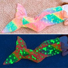 Netscroll 2x odeja v tvare morskej panny, morská panna odeja, ktorá svieti v tme, vzor s hviezdami a jednorožcom, mimoriadne mäkká a teplá, dúhové farby, skvelý darčekový nápad, MermaidBlanket