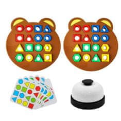 Netscroll Detská didaktická spoločenská stolová hra, spoločenské hry pre najmenších, kde dieťa spoznáva tvary a farby, 1-2 hráči, karty, doska, figúrky, zvonček, zábava, hra a učenie v jednom, ShapeMatchingGame