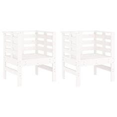 Vidaxl Záhradné stoličky 2 ks biele 61,5x53x71 cm borovicový masív