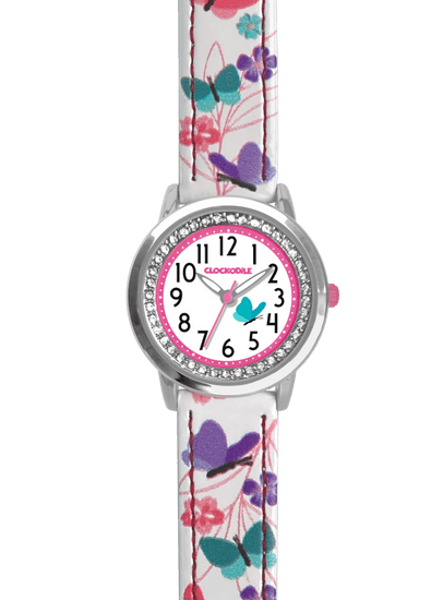 CLOCKODILE Biele dievčenské hodinky BUTTERFLY